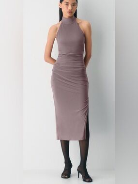Aritzia Wilfred smooth matter remedy dress taupe 2XS